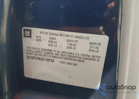 2009 Chevrolet Impala Lt z USA, uszkodzony, nr VIN 2G1WT57N291128783